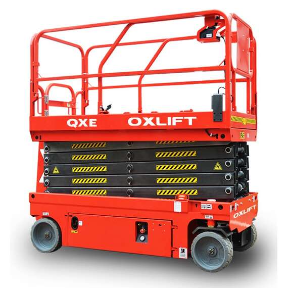 OXLIFT QXE 14320H 320 кг 12 м Самоходный ножничный подъемник с гидравлическим двигателем с доставкой в Омск купить по выгодной цене 100kwatt.ru