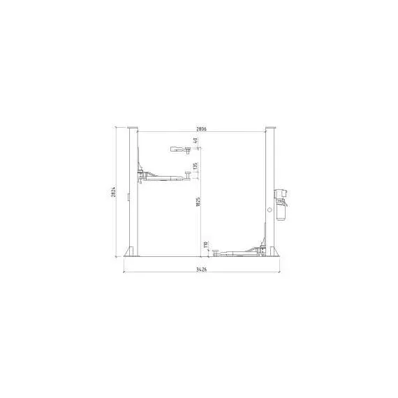 SYSTEM T4i 380В Двухстоечный подъемник с нижней синхронизацией (прямые лапы) с доставкой в Омск, Грузоподъемность: 4 тонны (4000 кг), Напряжение: 380 В, Варианты модели: с прямыми лапами купить по выгодной цене 100kwatt.ru