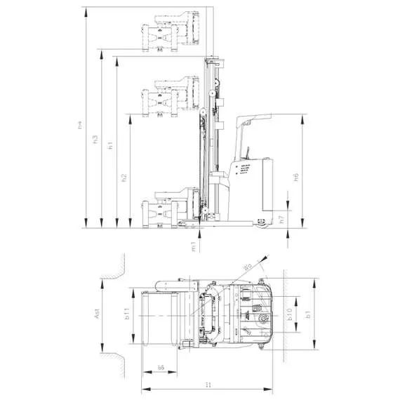 GROS (MIMA) MC15 1,5 т 4,5 м Самоходный штабелер узкопроходный с трехсторонней обработкой груза с доставкой в Омск, Грузоподъемность: 1.5 тонны (1500 кг), Высота подъема вил, м.: 4.5 м, Напряжение: 48 В, Тип батареи: Кислотная, обслуживаемая купить по выгодной цене 100kwatt.ru