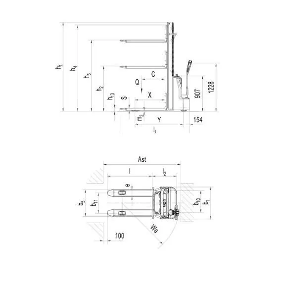 OXLIFT AX15 3600 мм 1500 кг Самоходный штабелер с доставкой в Омск, Грузоподъемность: 1.5 тонны (1500 кг), Высота подъема вил, м.: 3.6 м, Тип батареи: Кислотная, необслуживаемая купить по выгодной цене 100kwatt.ru