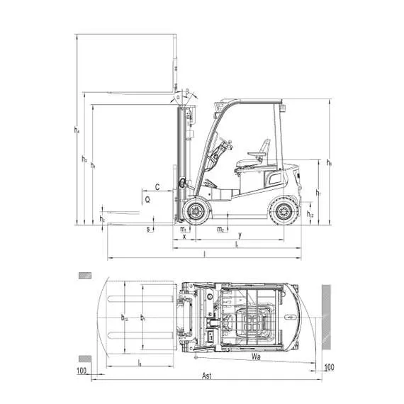 OXLIFT RX20 2 т 3 м SS FFL Li-ion Электрический погрузчик (свободный подъем вил, боковое смещение каретки) с доставкой в Омск купить по выгодной цене 100kwatt.ru