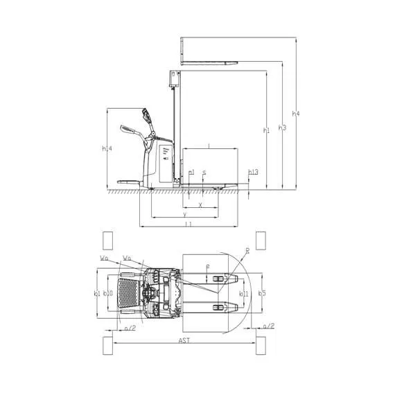 GROS (MIMA) MB1545LC-Li-ion FFL 1,5 т 4,5 м Самоходный штабелер с платформой и свободным подъемом с доставкой в Омск купить по выгодной цене 100kwatt.ru