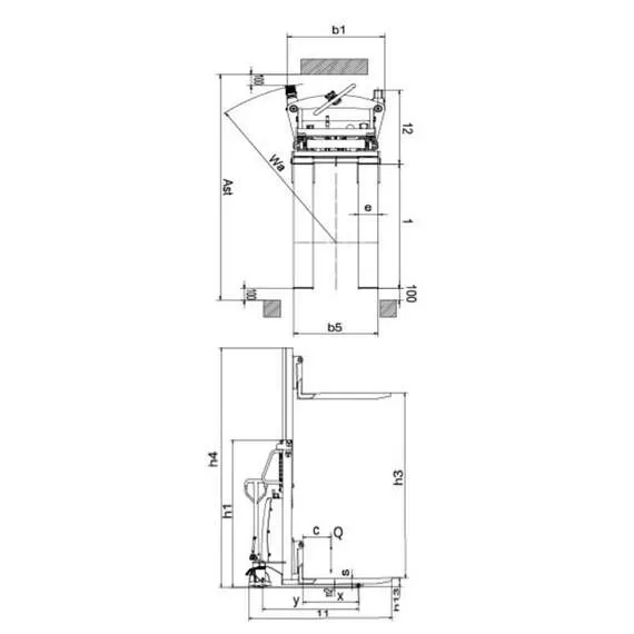 OXLIFT SES15 2500 мм 1500 кг Штабелер с электроподъемом и раздвижными вилами с доставкой в Омск, Грузоподъемность: 1.5 тонны (1500 кг), Высота подъема вил, м.: 2.5 м, Тип батареи: Кислотная, обслуживаемая купить по выгодной цене 100kwatt.ru