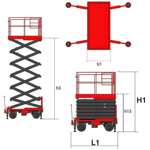 OXLIFT QZ-050-070 7000 мм 500 кг Самоходный (поводковый) подъемник ножничного типа с питанием от АКБ с доставкой в Омск купить по выгодной цене 100kwatt.ru