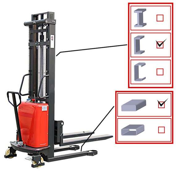 OXLIFT SES2510 Штабелер с электроподъемом 1000 кг. с доставкой в Омск, Грузоподъемность: 1 тонна (1000 кг), Высота подъема вил, м.: 2.5 м, Высота в сложенном положении, мм: 1830 мм купить по выгодной цене 100kwatt.ru